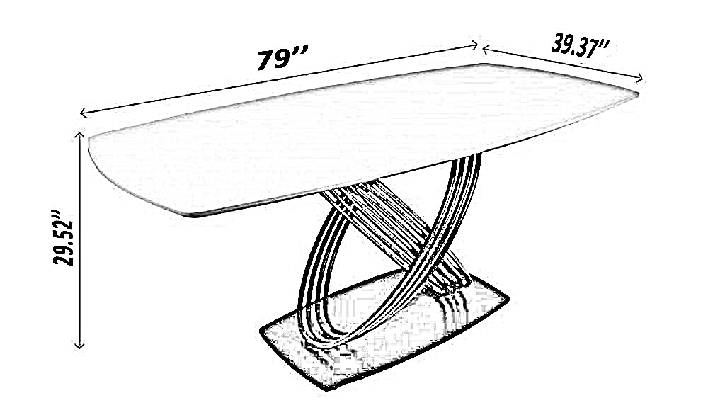 Lixra X-Based Marble Finish Dining Table