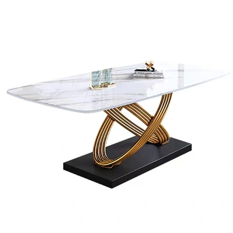lixra X-Based Marble Finish Dining Table