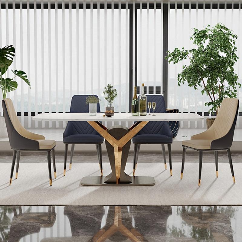 Lixra Y-Design Base Marble Dining Table Set