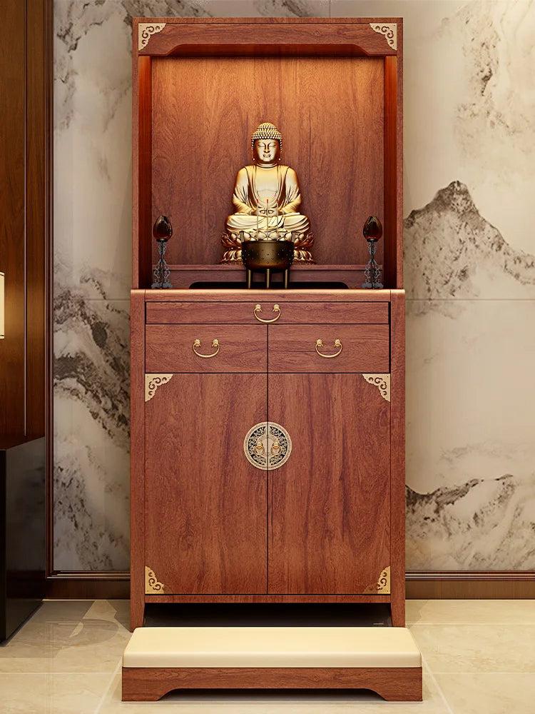 Lixra Lotus Touch Elegant Solid Wood Cabinet With Metal Handle