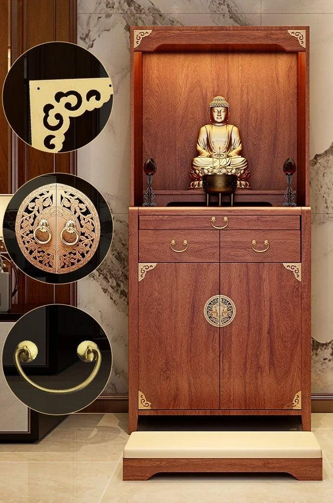 Lixra Lotus Touch Elegant Solid Wood Cabinet With Metal Handle