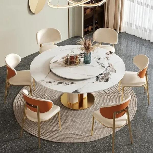 Lixra Luxotic Modern Marble-Top Round Dining Table Set