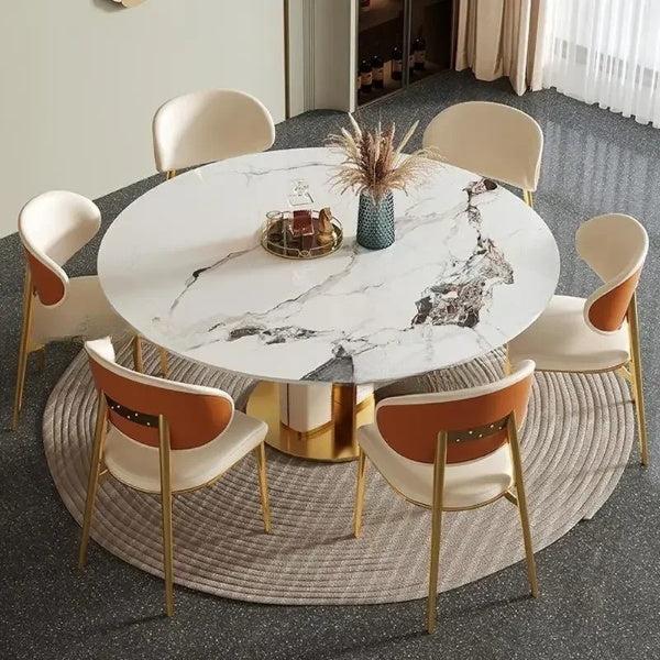 lixra Luxotic Modern Marble-Top Round Dining Table Set