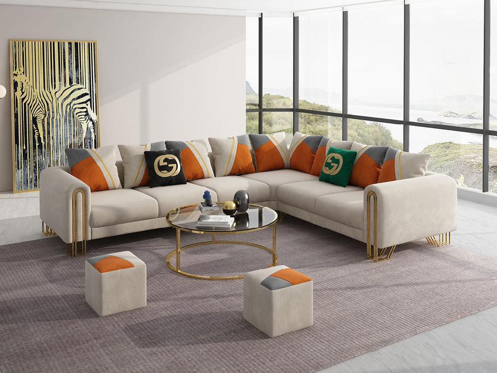 Lixra Luxurious Comfort Fabric Velvet Sectional Sofa