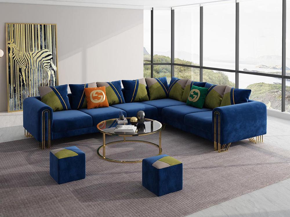 Lixra Luxurious Comfort Fabric Velvet Sectional Sofa