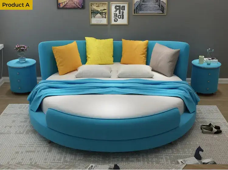 Lixra Luxurious Design Contemporary Fabric Round Bed