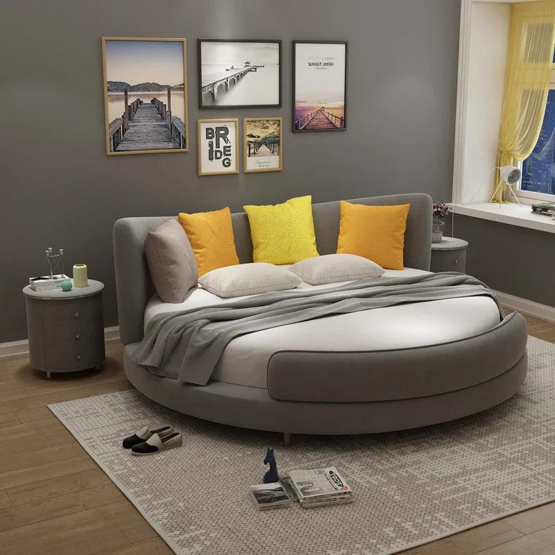 lixra Luxurious Design Contemporary Fabric Round Bed