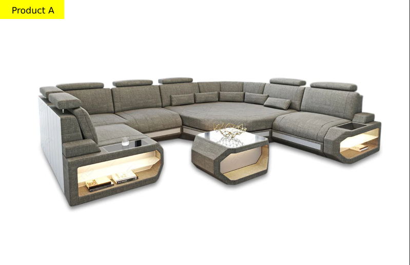 lixra Luxurious Fabric LED Sectional Sofa for Modern Living Rooms
