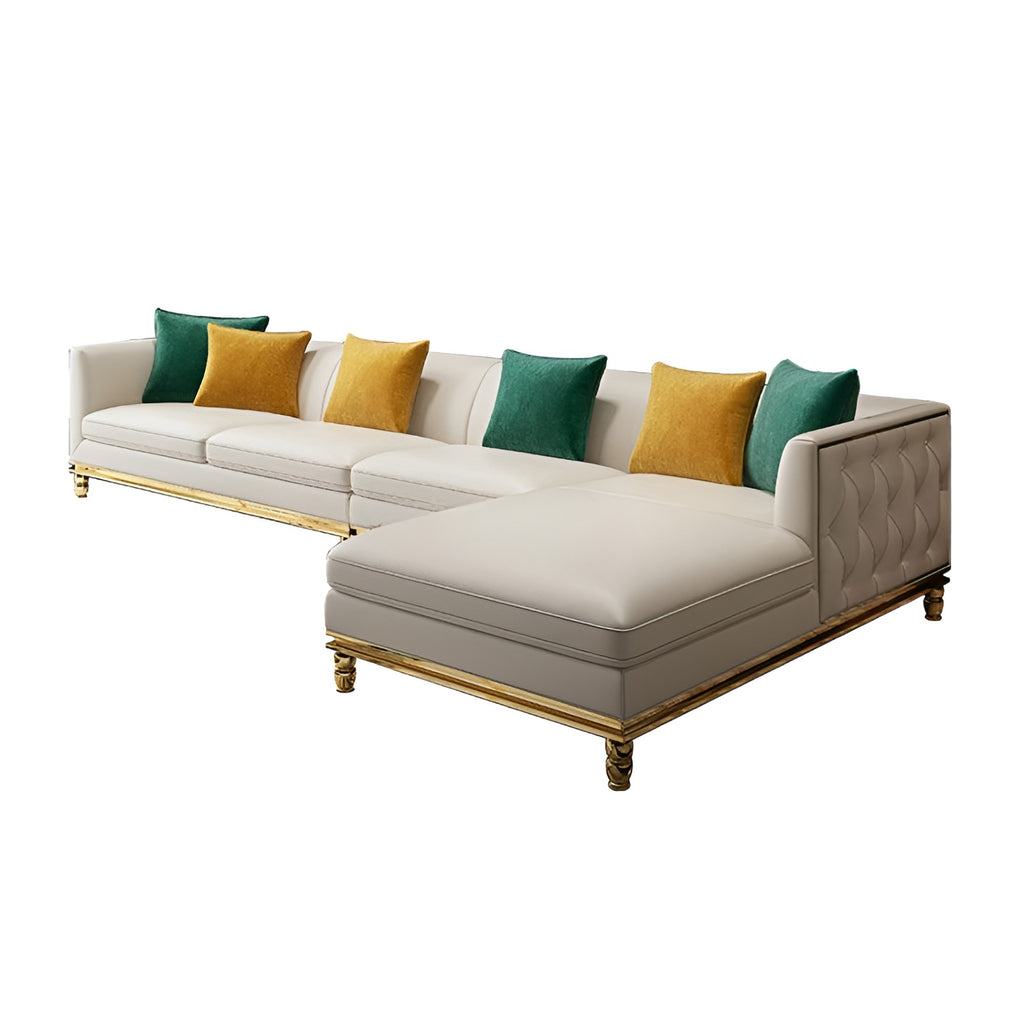 Lixra Luxurious Home Interior Style Leather Sectional Sofa Set