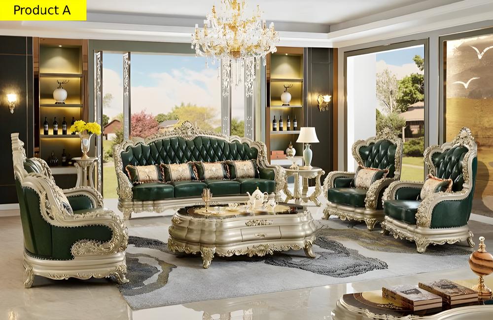 Lixra Luxurious Liville Leather European Sofa Set Of 4