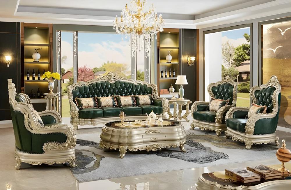 lixra Luxurious Liville Leather European Sofa Set of 4