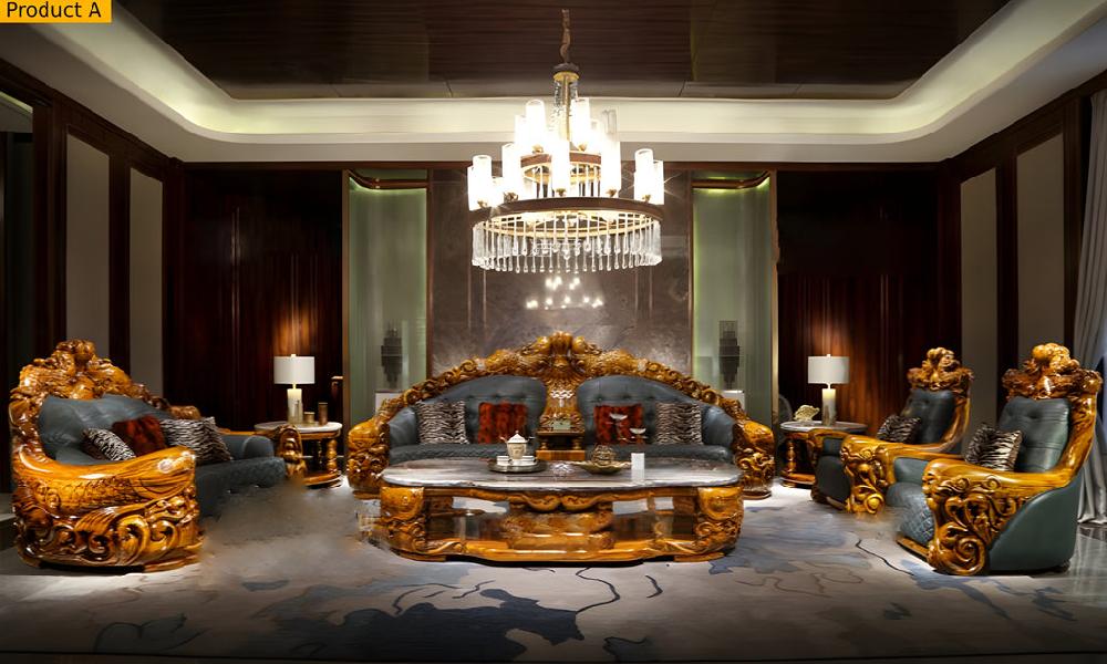 Lixra Luxurious Liville Wooden European Sofa Set Of 4