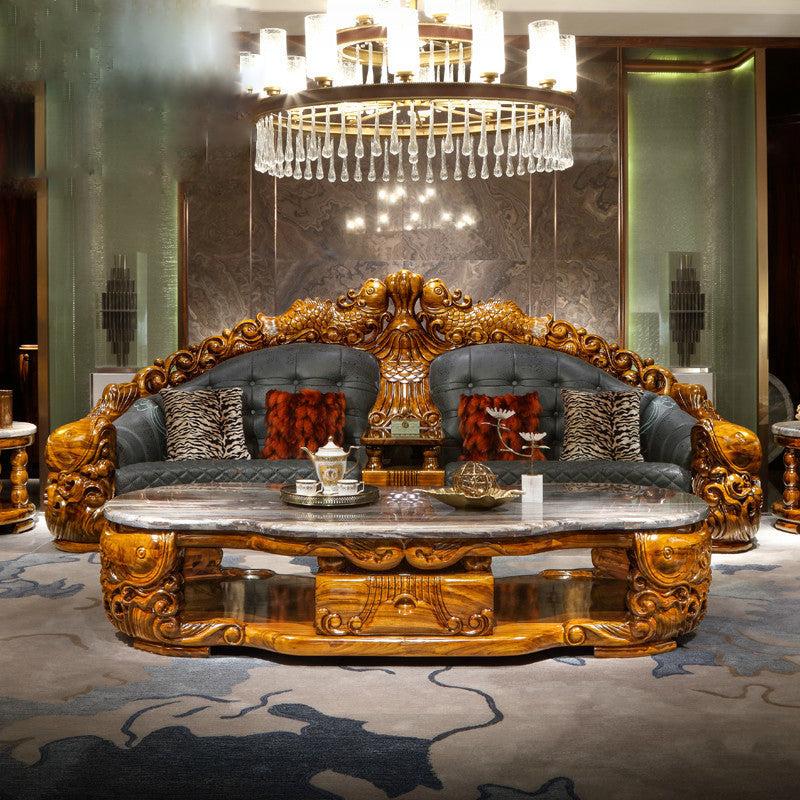 Lixra Luxurious Liville Wooden European Sofa Set Of 4