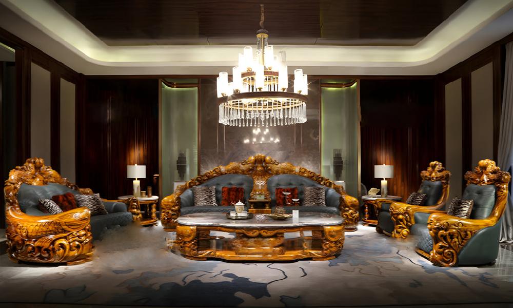 lixra Luxurious Liville Wooden European Sofa Set of 4