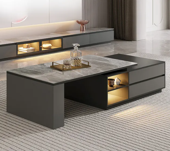 Lixra Luxurious Marble Modern Coffee Table With LED