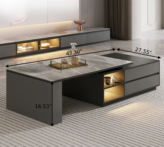 Lixra Luxurious Marble Modern Coffee Table With LED