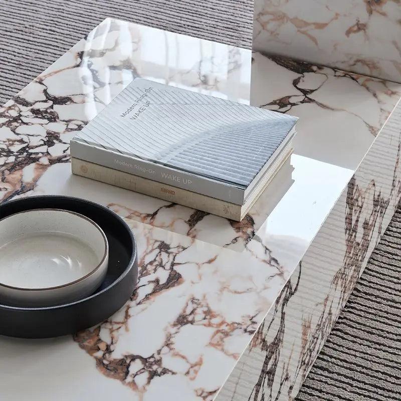 Lixra Luxurious Marble Textured Coffee Table For Living Room