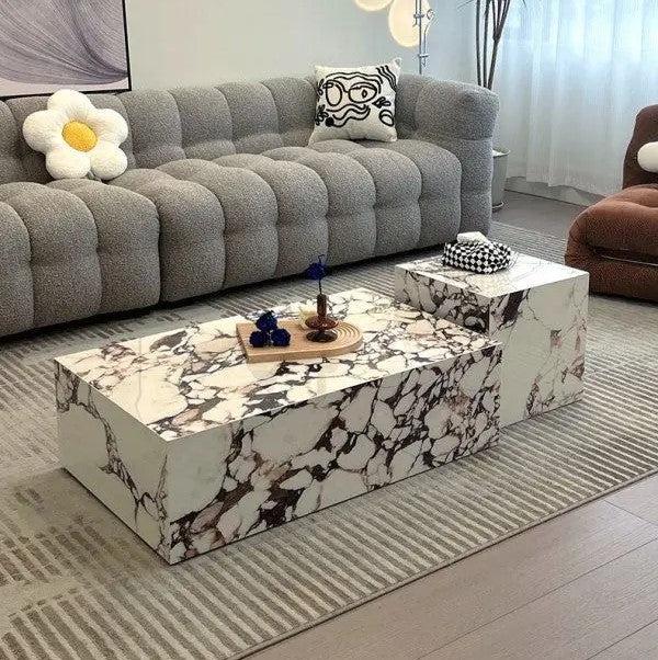 lixra Luxurious Marble Textured Coffee Table for Living Room