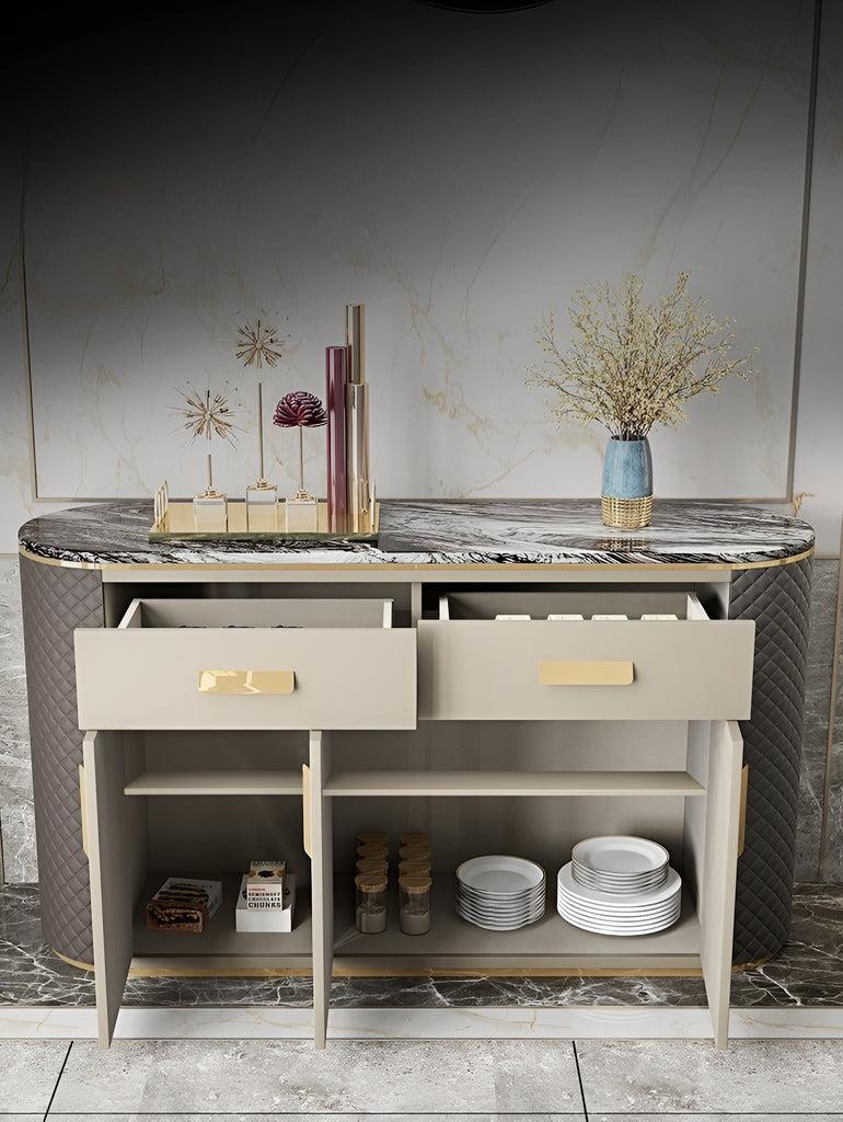Lixra Luxurious Marble-Top Buffet Table With Storage