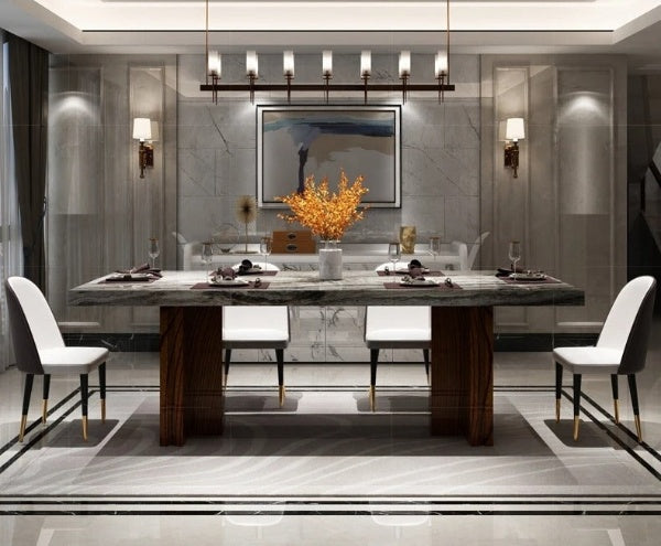Lixra Luxurious Marble Top Rectangular Dining Table