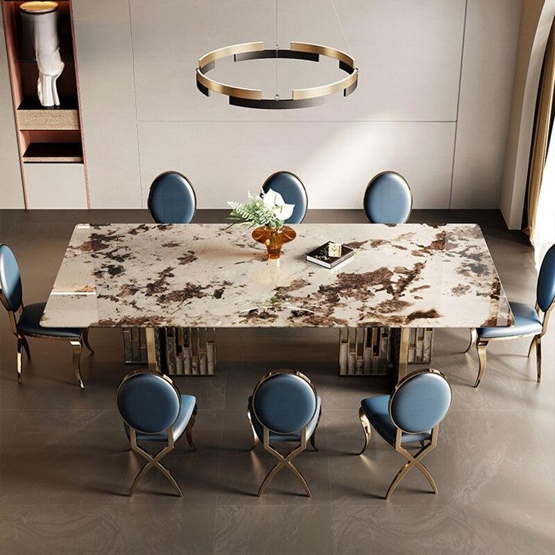 Lixra Luxurious Marble-Top Rectangular Dining Table