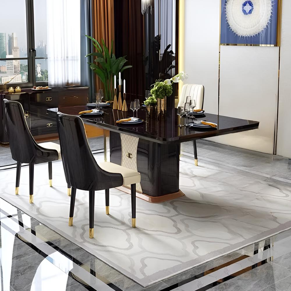 Lixra Luxurious Wooden Rectangular Dining Table Set