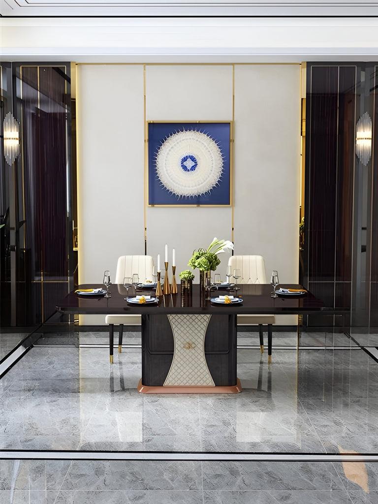 Lixra Luxurious Wooden Rectangular Dining Table Set