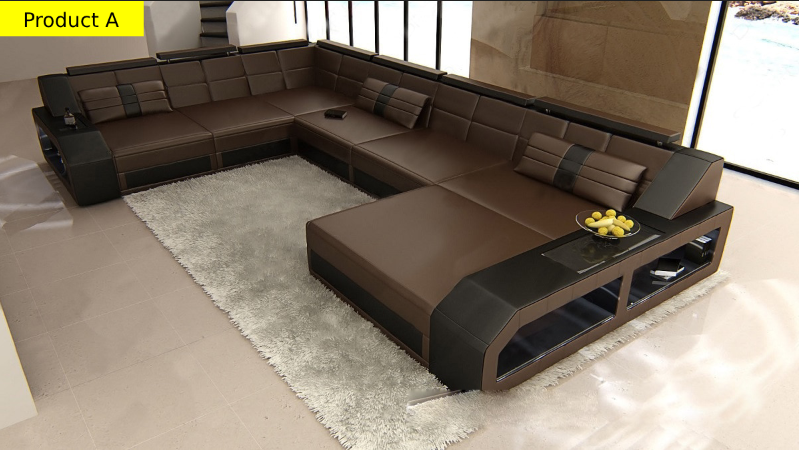Lixra Luxury Modern Sectional Sofas With LED Lights