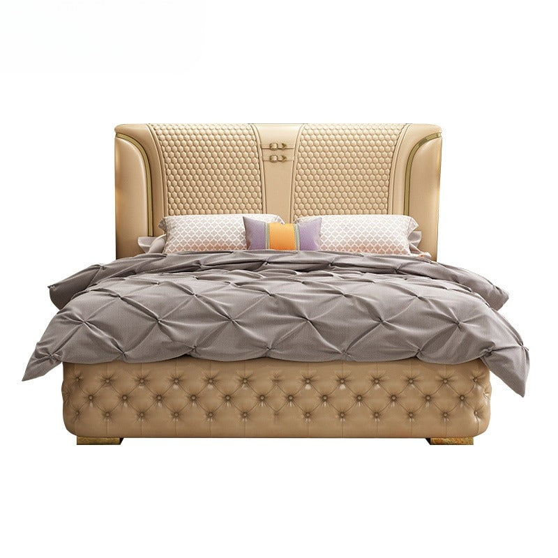 lixra Magnificent Button Tufted Leather Upholstered Bed