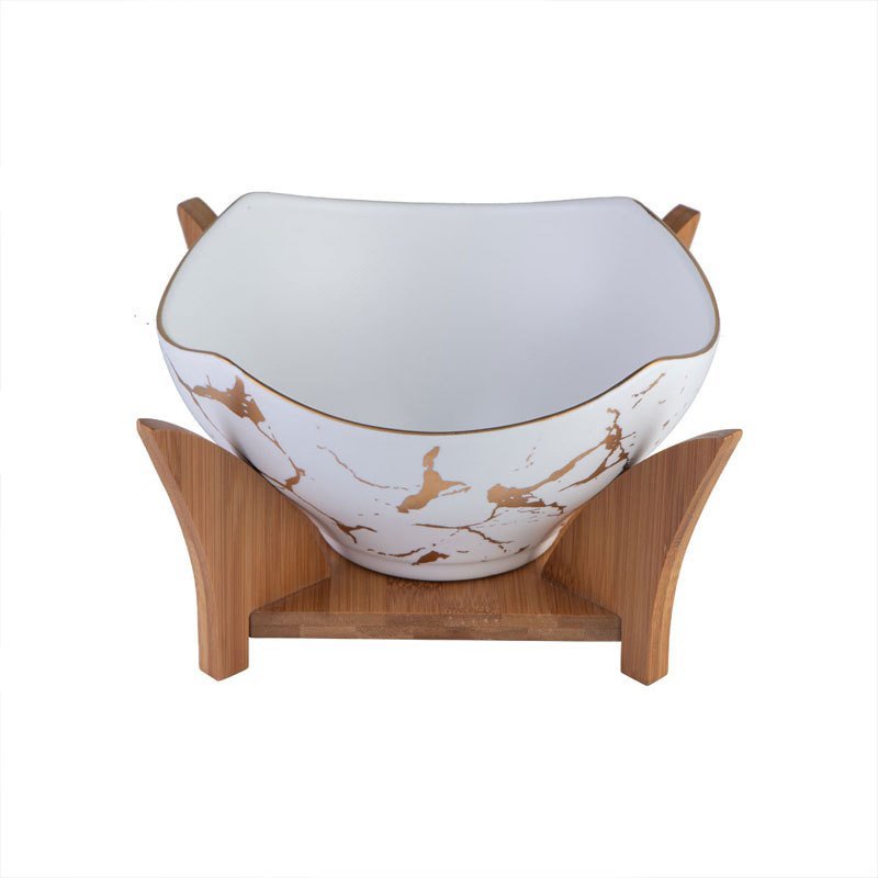 lixra Marble Textured Nordic Style Appealing Porcelain Bowl