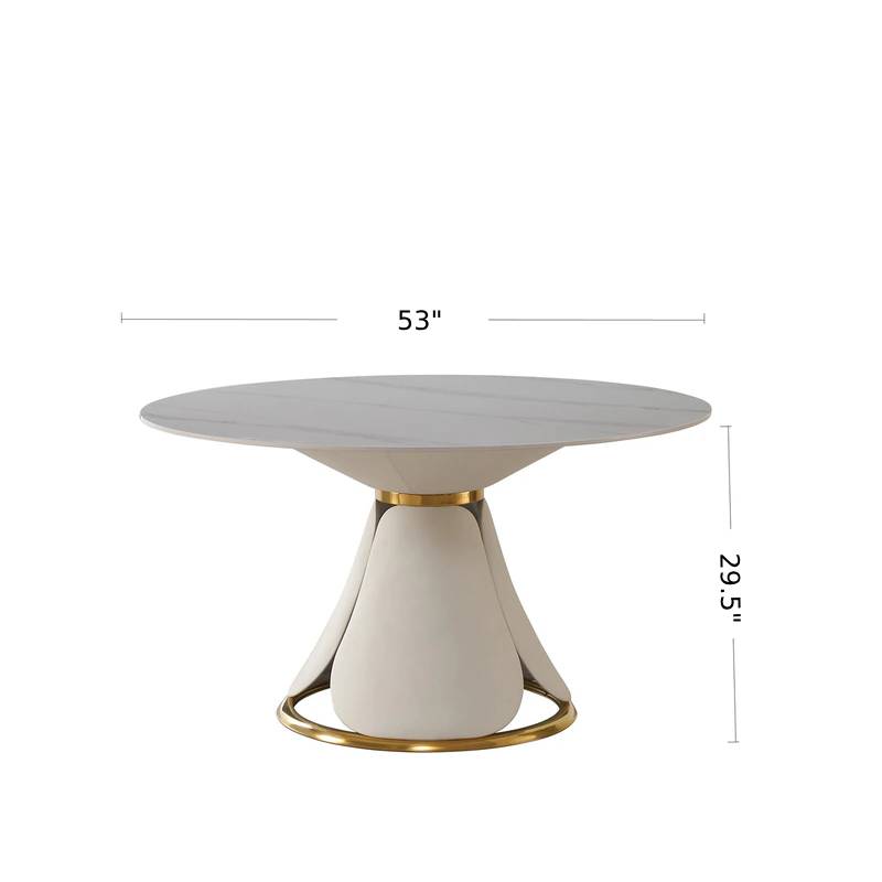 Lixra Marble Top Dining Table With Stainless Steel Base