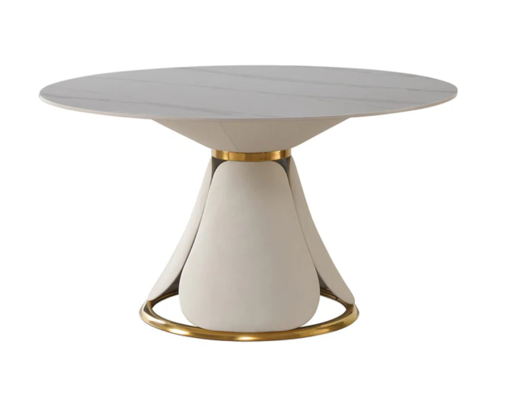 lixra Marble Top Dining Table With Stainless Steel Base
