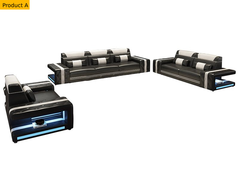 Lixra Marvellous Design Leather Recliner Sofa Set With LED Lights