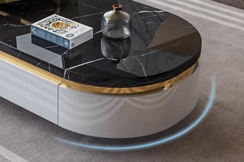 Lixra Marvelous Design Smooth Marble Top Luxurious Coffee Table