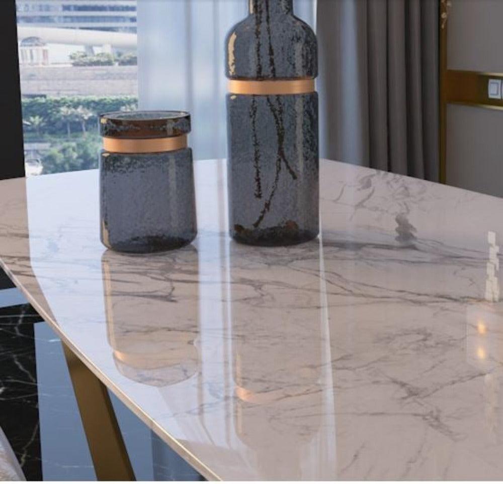 Lixra Matte Finish Stainless Steel Dining Table Set