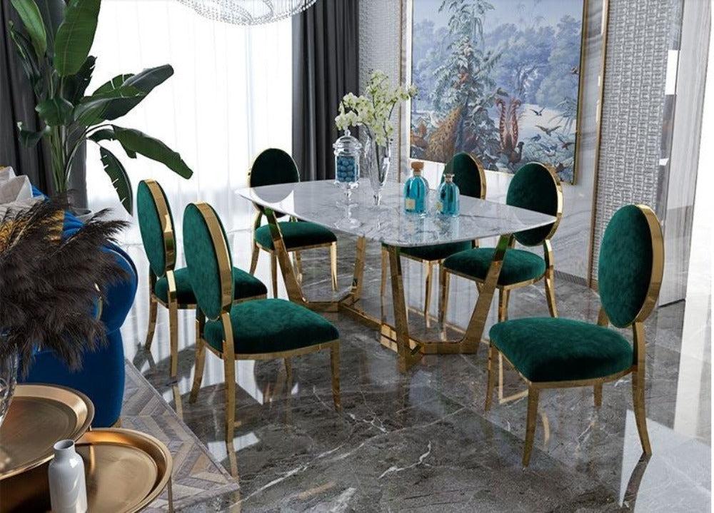 lixra Matte Finish Stainless Steel Dining Table Set