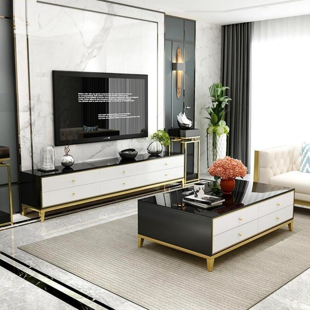 Lixra Modern Aesthetic Designed Light Luxury Wooden Coffee Table And TV Stand