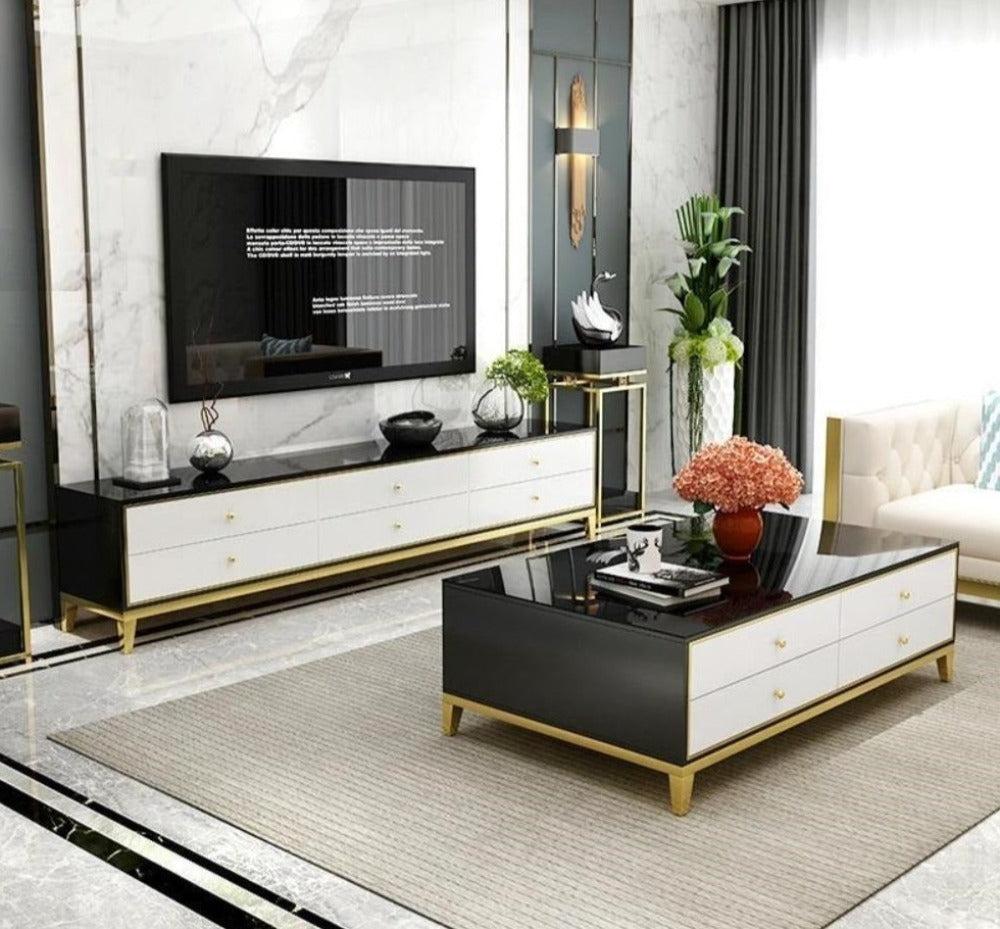 Lixra Modern Aesthetic Designed Light Luxury Wooden Coffee Table And TV Stand