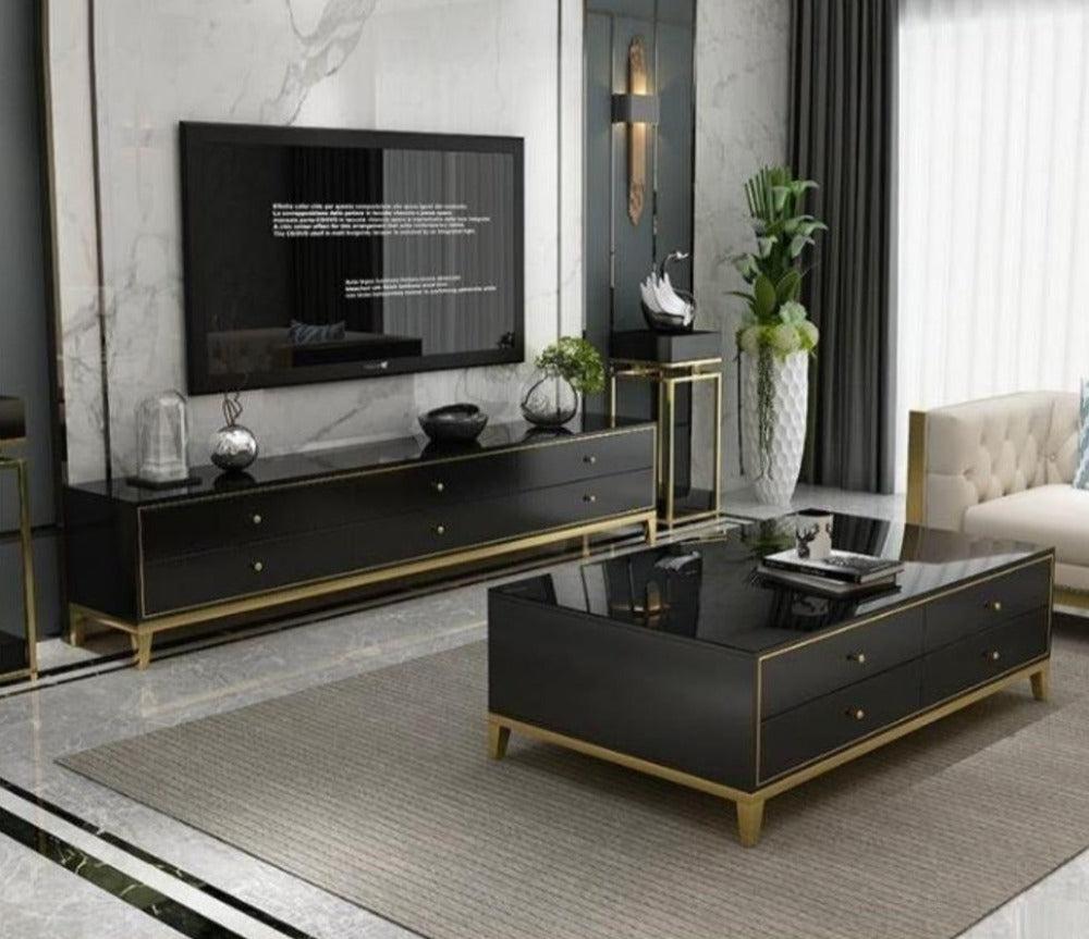 Lixra Modern Aesthetic Designed Light Luxury Wooden Coffee Table And TV Stand