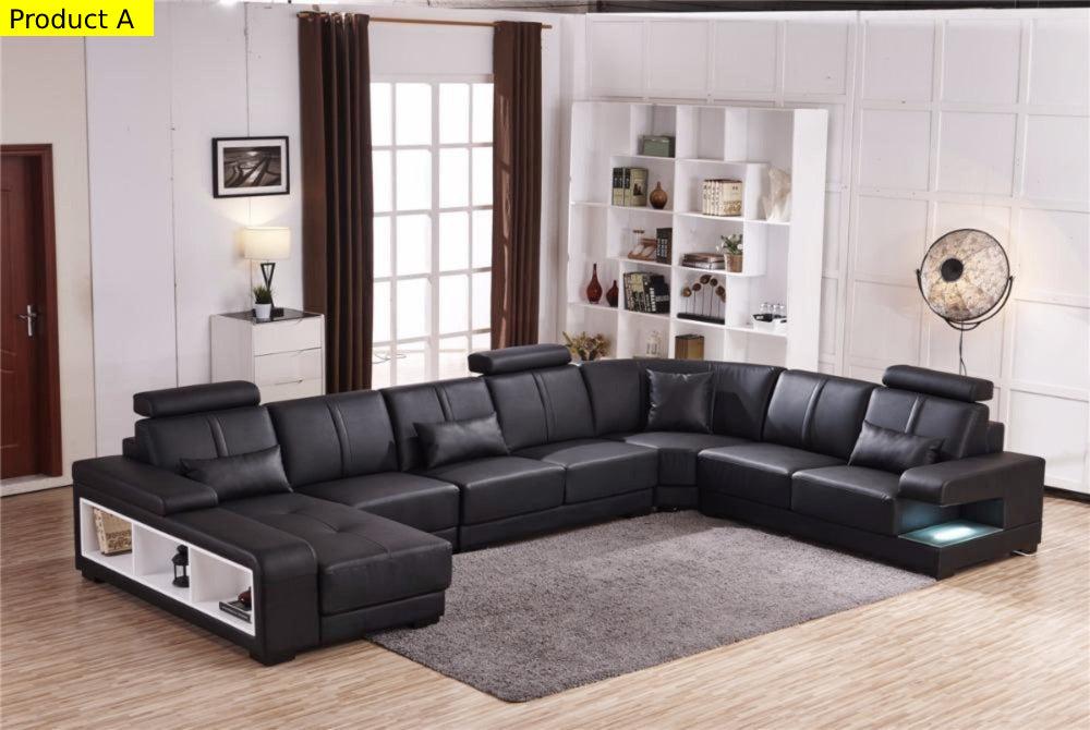 Lixra Modern Artistic Style Cozy Leather Sectional Sofa Set
