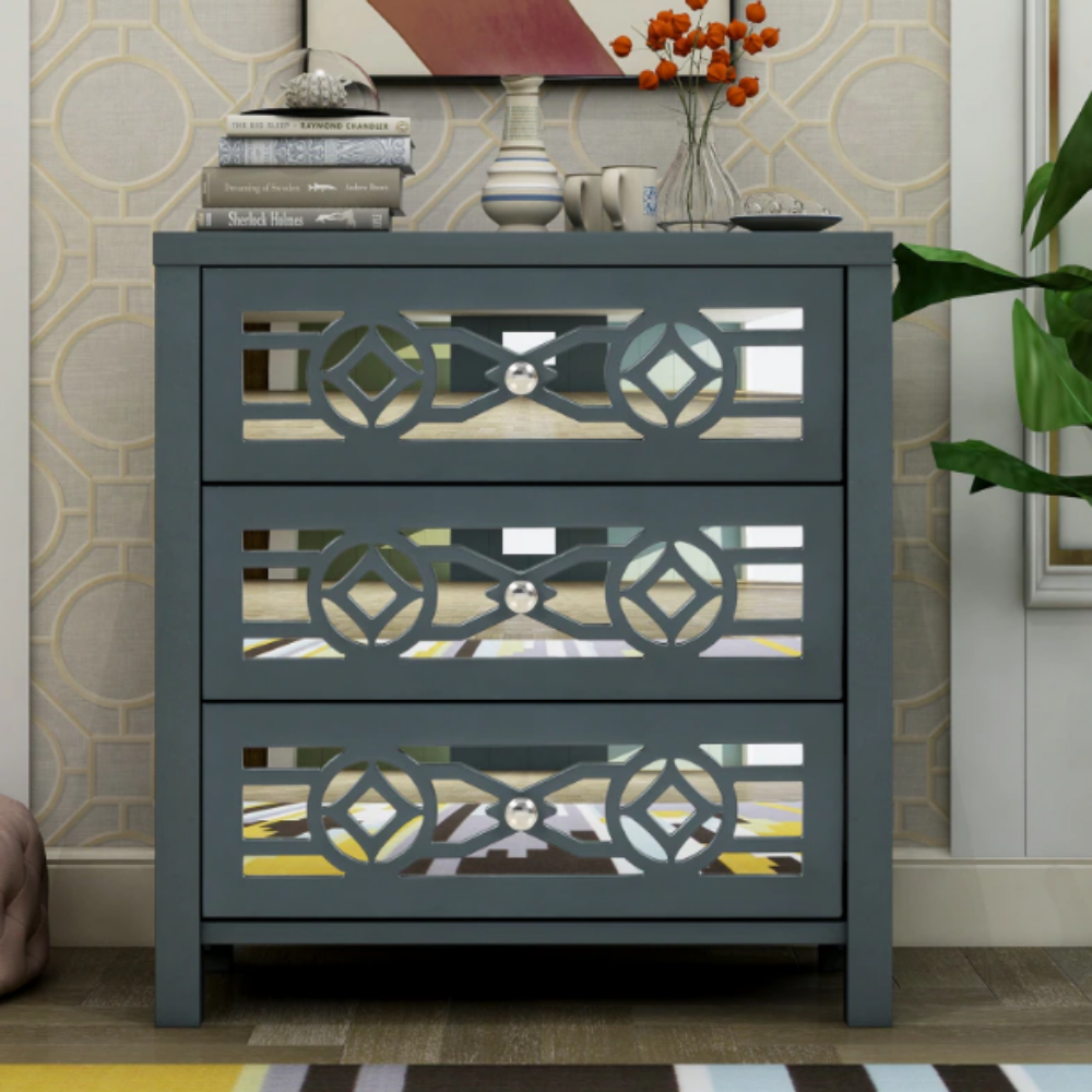 Lixra Modern Astounding Wooden Drawer Chest With Geometric Design