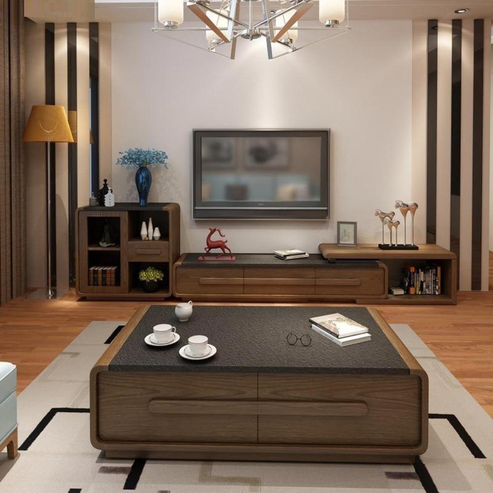lixra Modern Coffee Table and TV Stand Set with Side Table