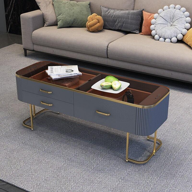 Lixra Modern Coffee Table With Golden Metallic Legs