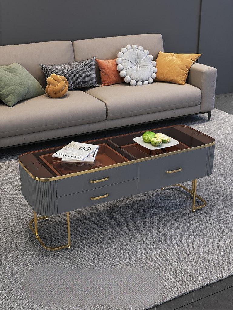 Lixra Modern Coffee Table With Golden Metallic Legs