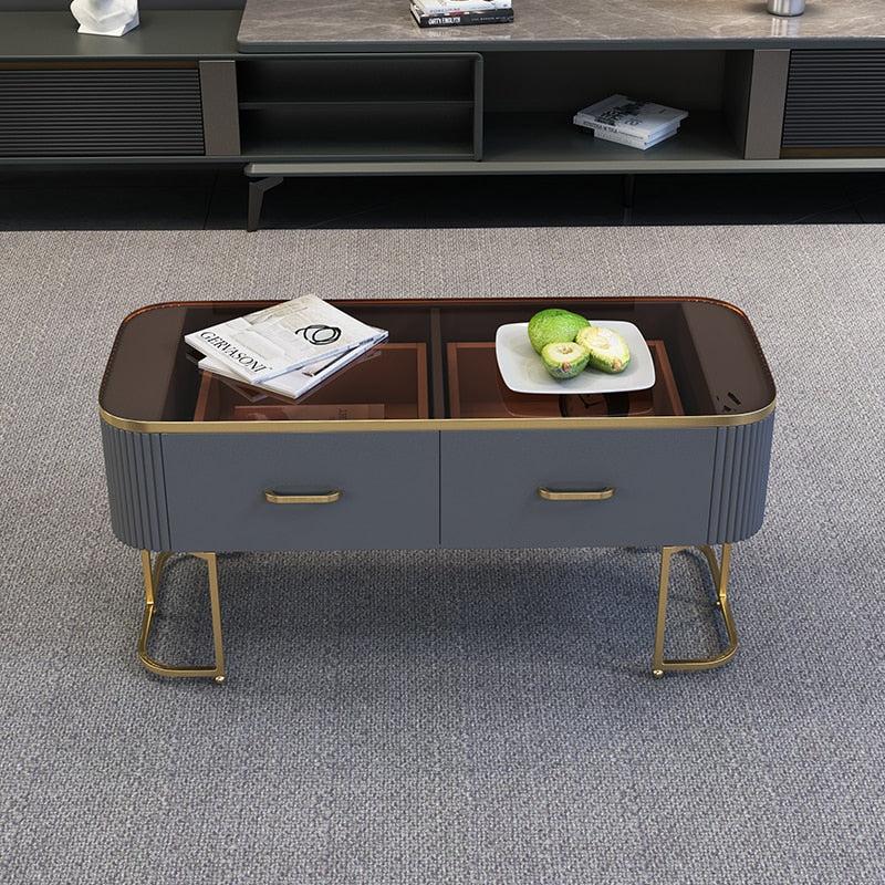 Lixra Modern Coffee Table With Golden Metallic Legs