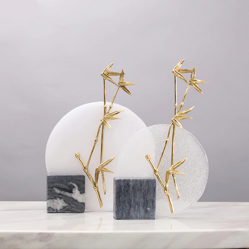 Lixra Modern Design Fengshui Style Bamboo Leaf Showpiece