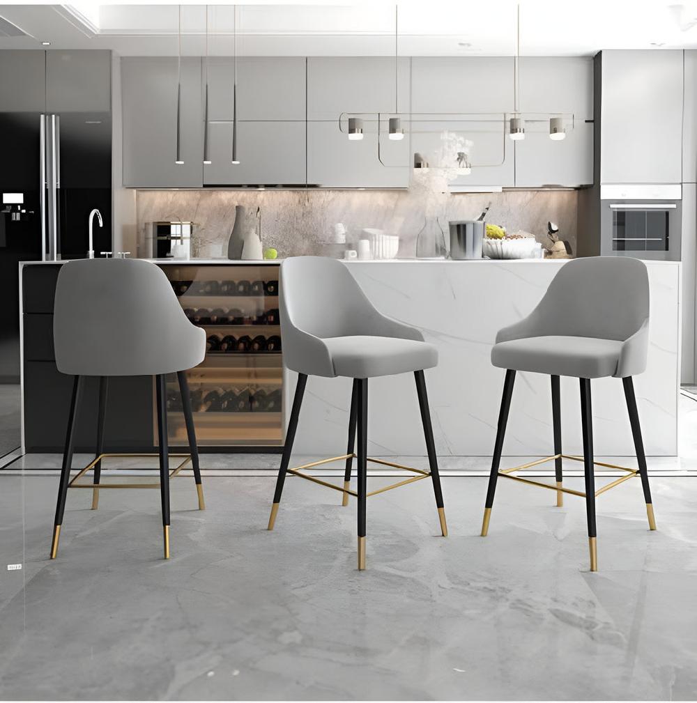 Lixra Modern Designed High Back Fabric Bar Stools Set