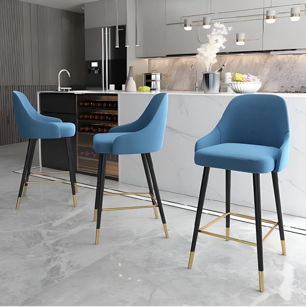 Lixra Modern Designed High Back Fabric Bar Stools Set