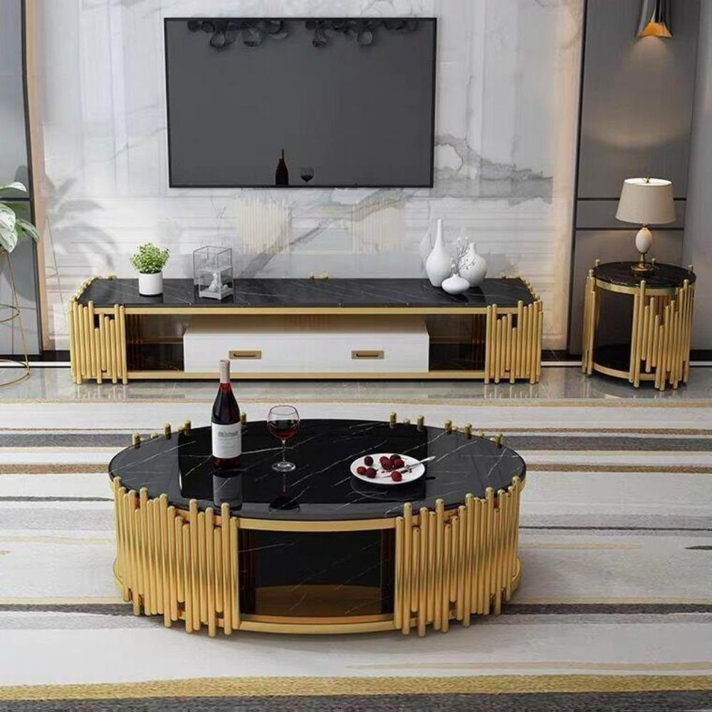 Lixra Modern Designed Marble Coffee Table TV Stand And Side Tables
