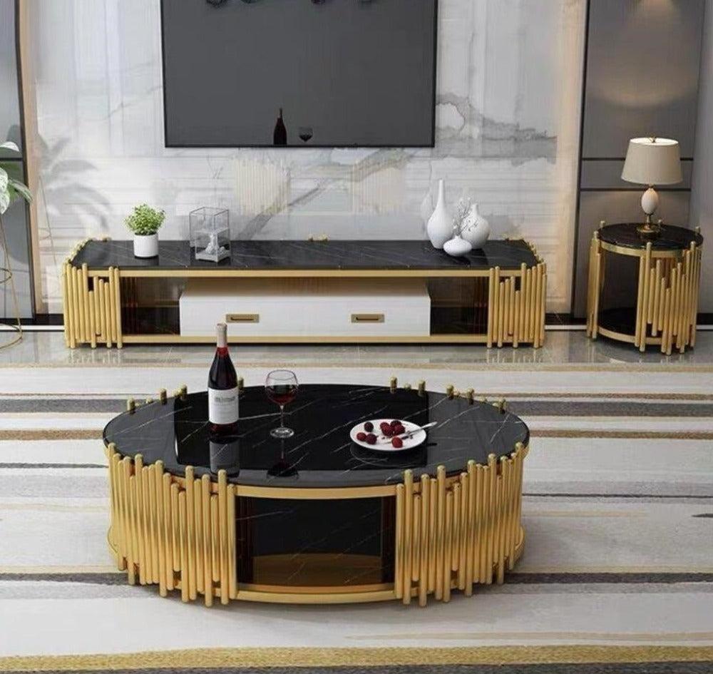 Lixra Modern Designed Marble Coffee Table TV Stand And Side Tables
